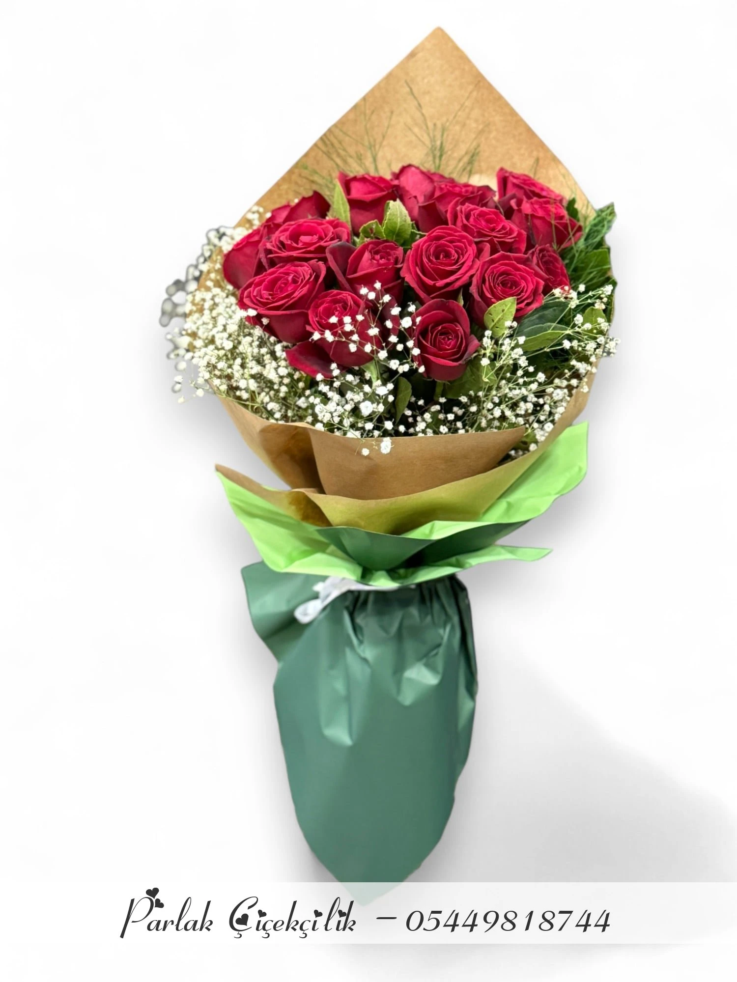 Aşkın Doğal Sesi Kırmızı Gül Ve Cipso Buketi