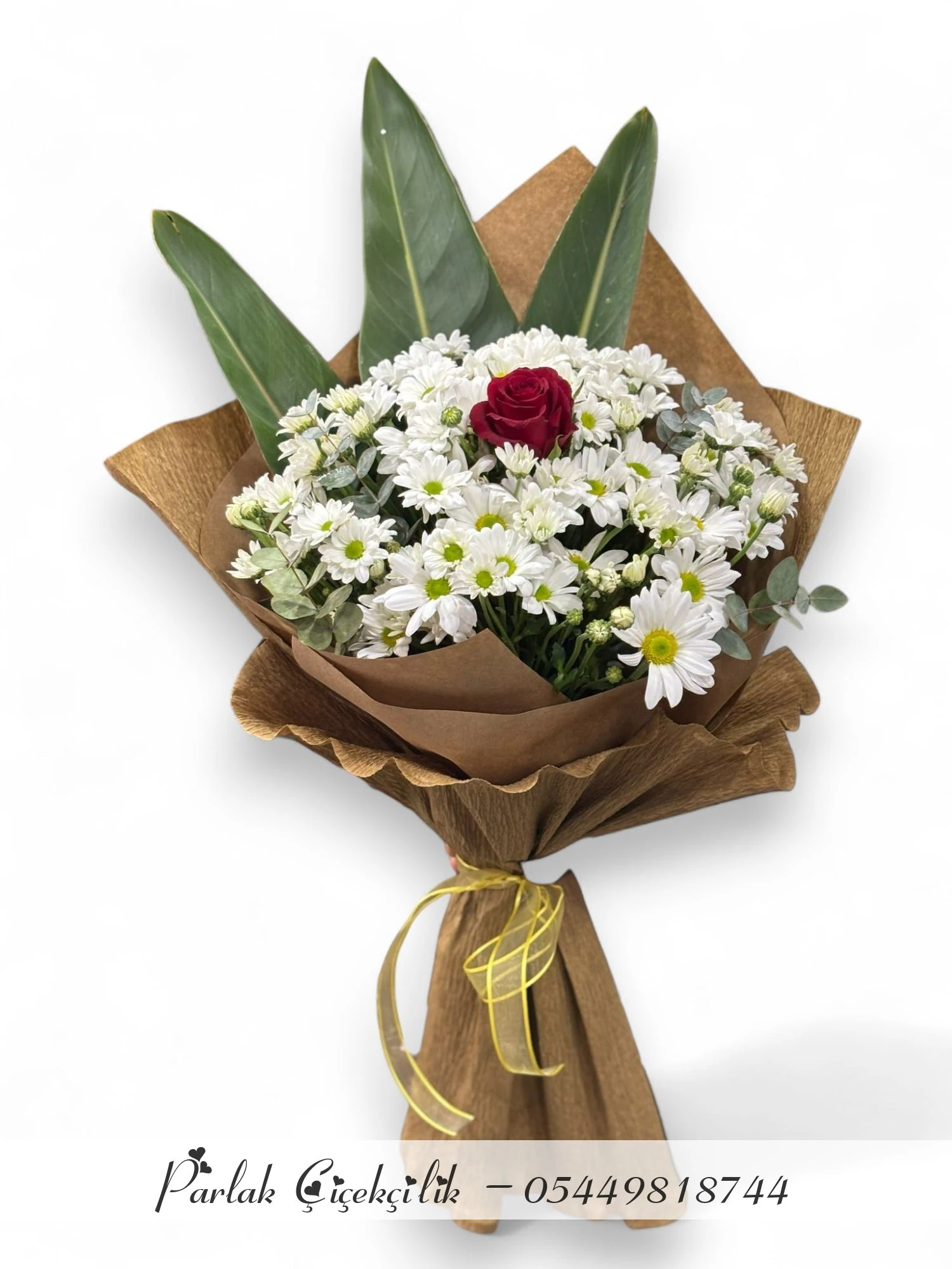 Aşkın Simgesi Kırmızı Gül Ve Beyaz Papatya Buketi