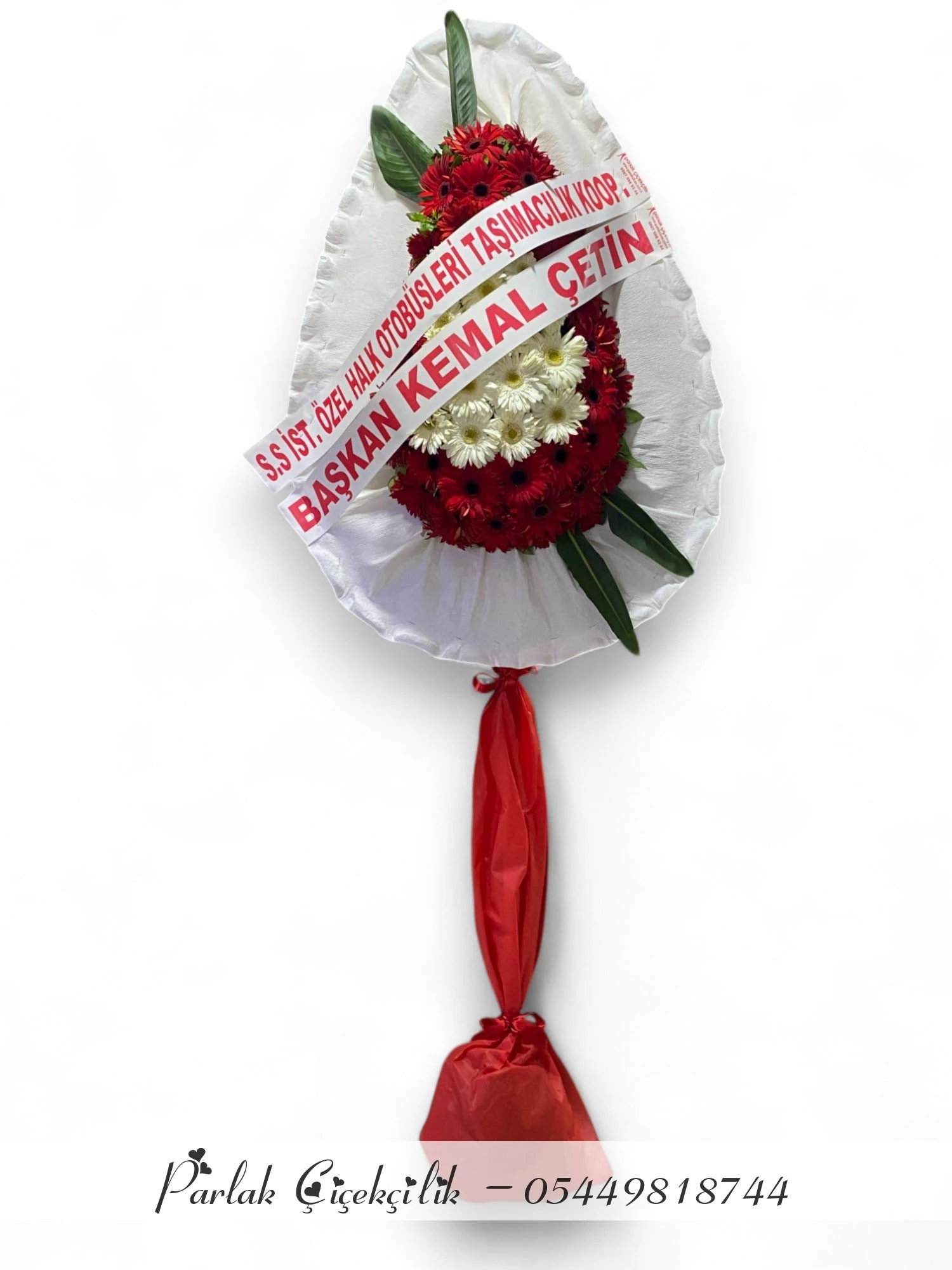 Kırmızı Beyaz Gerbera Açılış ve Düğün Çelengi
