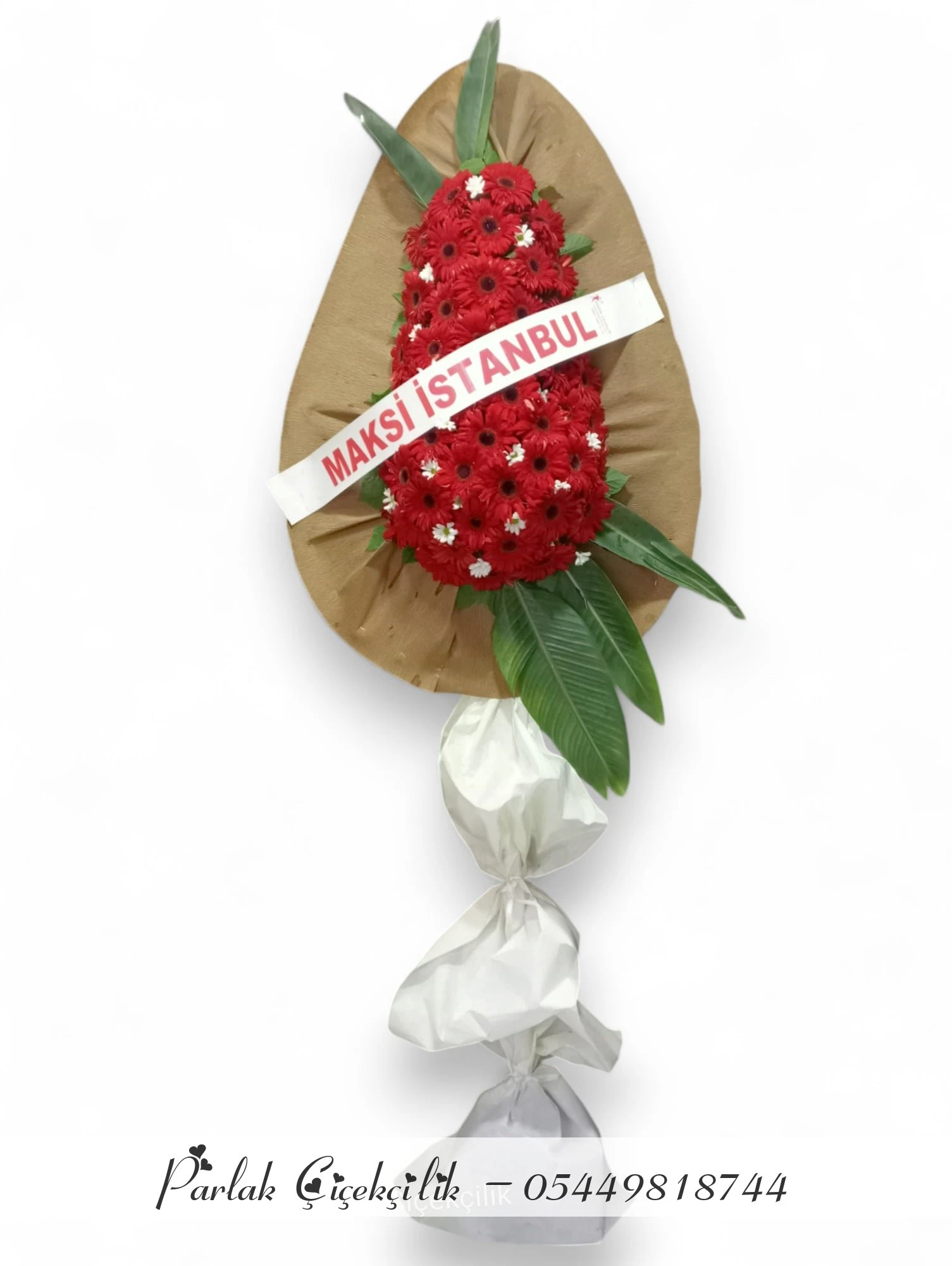 Kırmızı Gerbera Ile Gösterişli Açılış Ve Düğün Çelengi