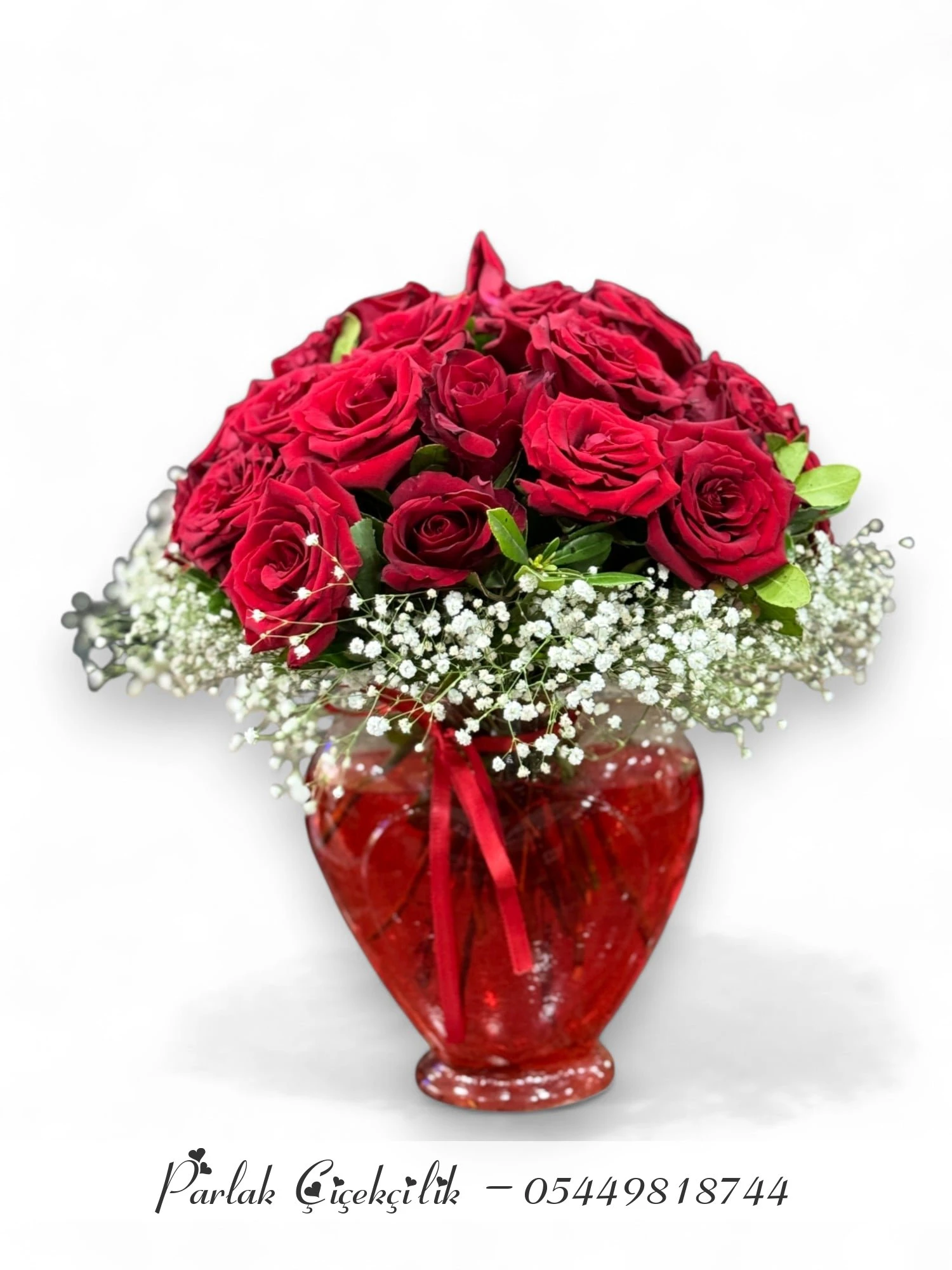 Kırmızı Vazoda Aşkın Simgesi Gül Aranjmanı