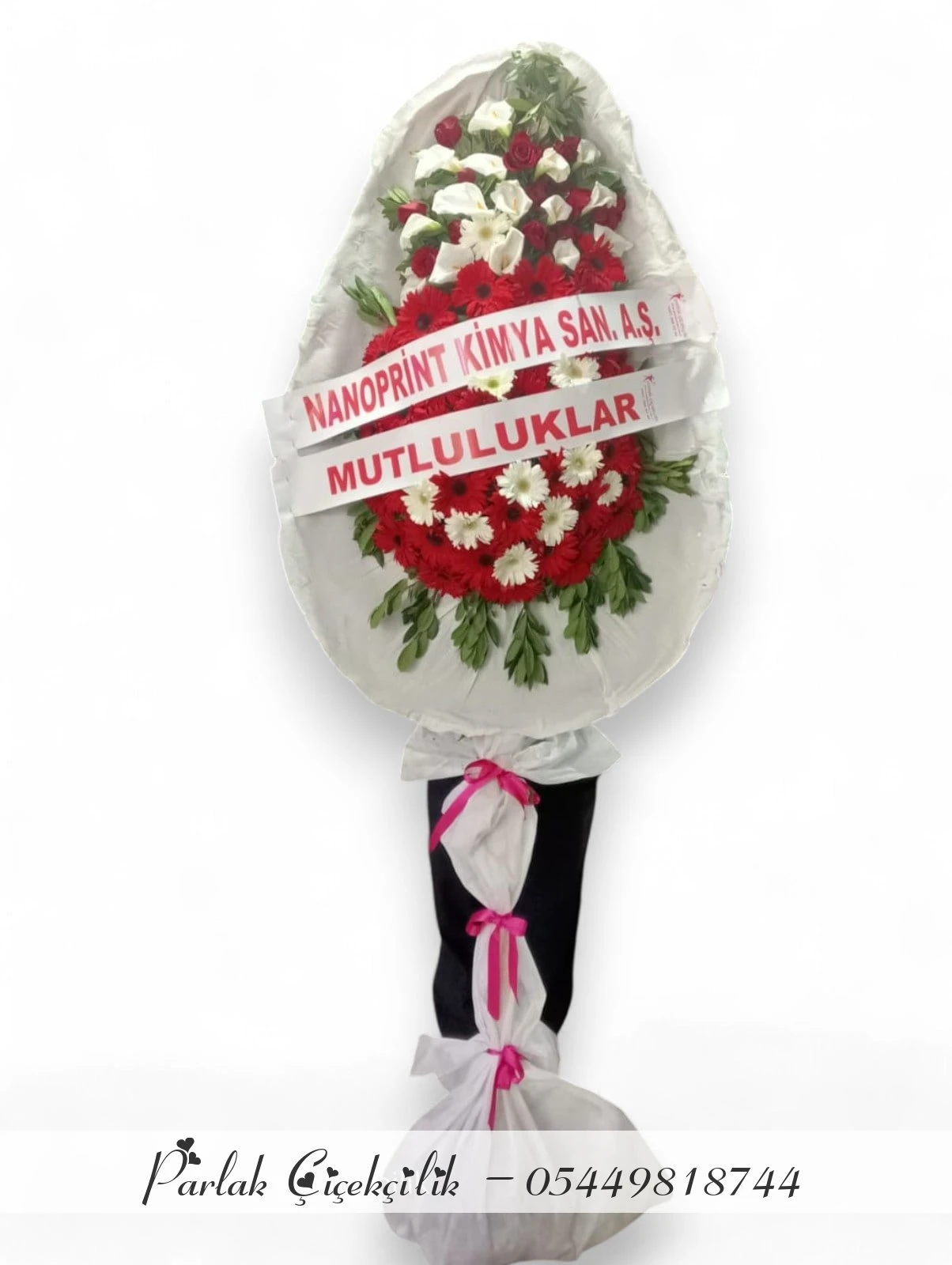 Kırmızı Ve Beyaz Gerberalı Açılış Düğün Çelengi