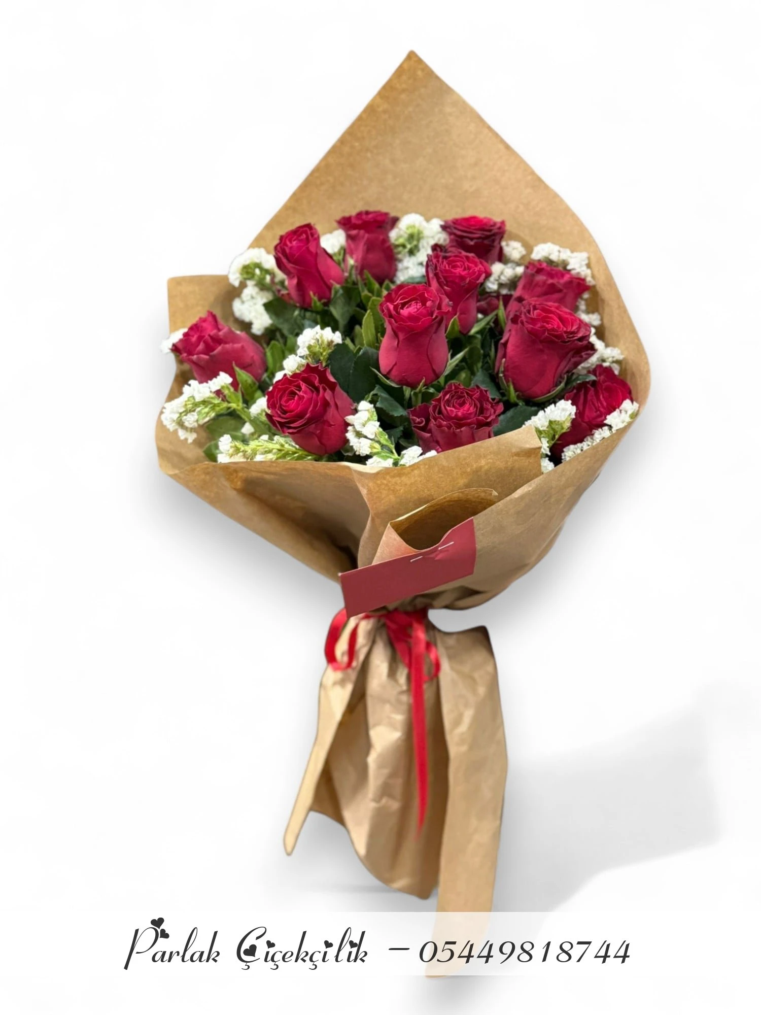 Kraft Ambalajda 11 Kırmızı Gül Buketi