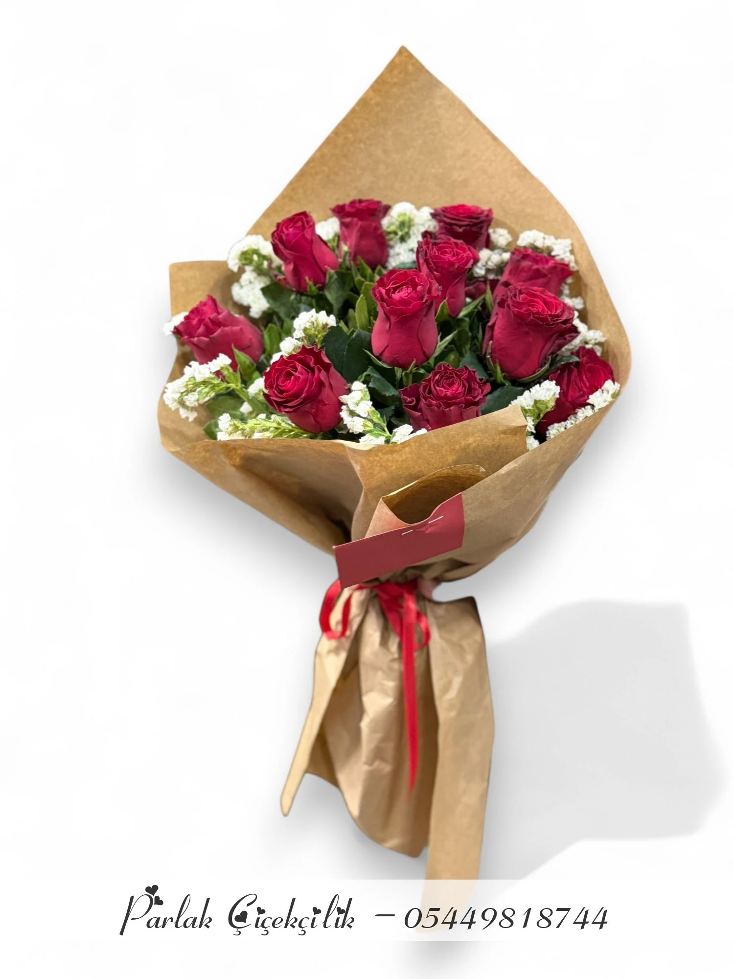 Natürel Kraft Ambalajda Kırmızı Gül Buketi