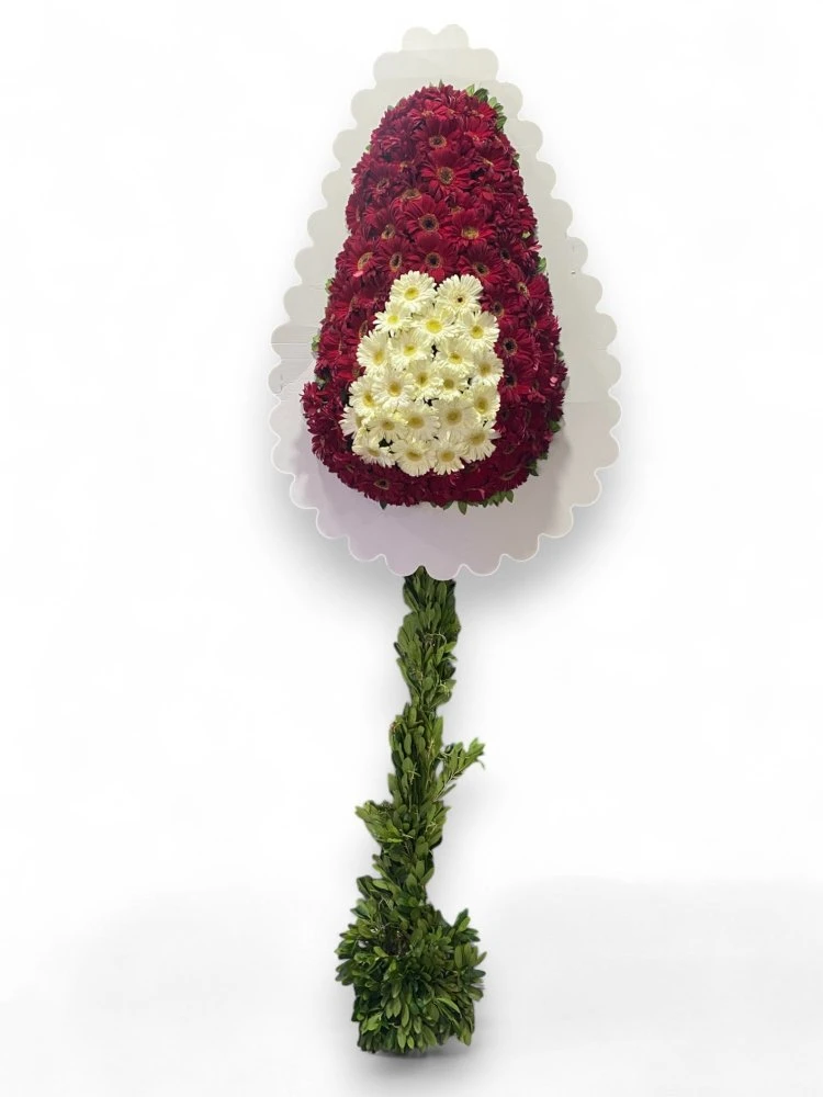 Beyaz Kırmızı Gerbera Açılış ve Düğün Çelengi