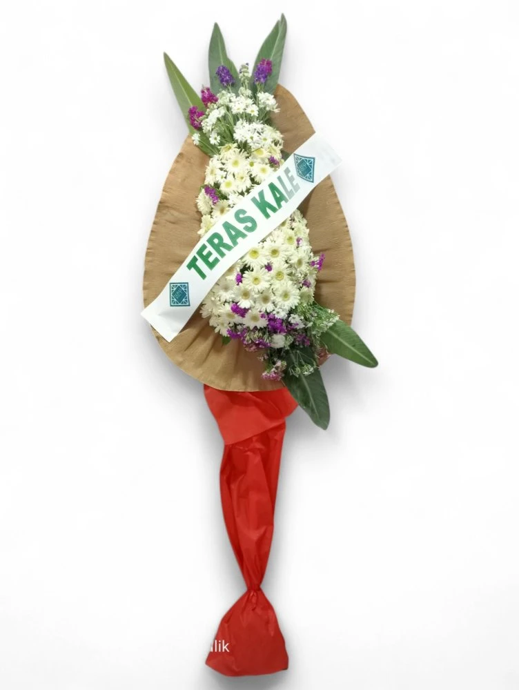 Beyaz Papatya ve Mor Çiçekli Açılış Çelengi