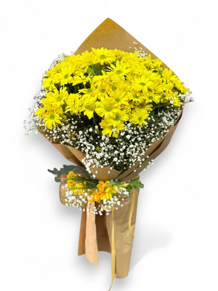 Işıltılı Neşe Sarı Papatya Buketi