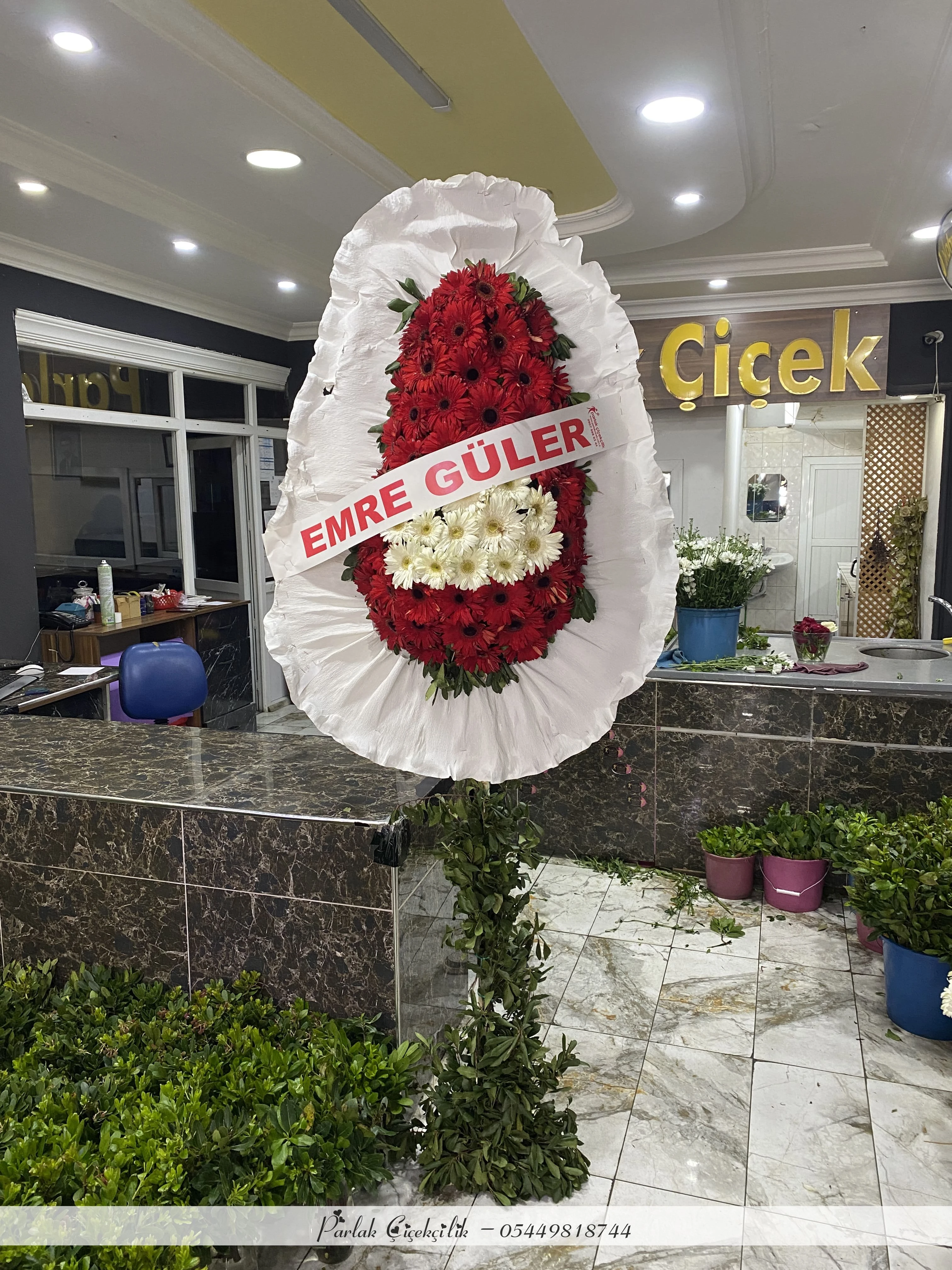 Kırmızı Beyaz Açılış Ve Düğün Çelengi