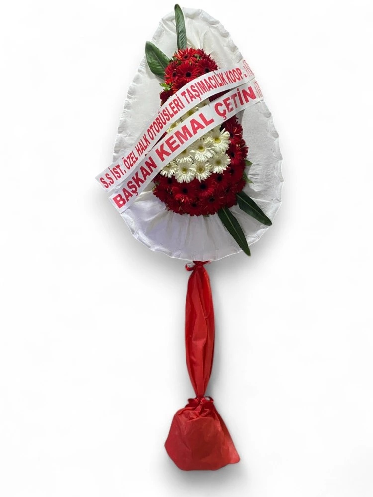 Kırmızı Beyaz Gerbera Açılış Ve Düğün Çelengi