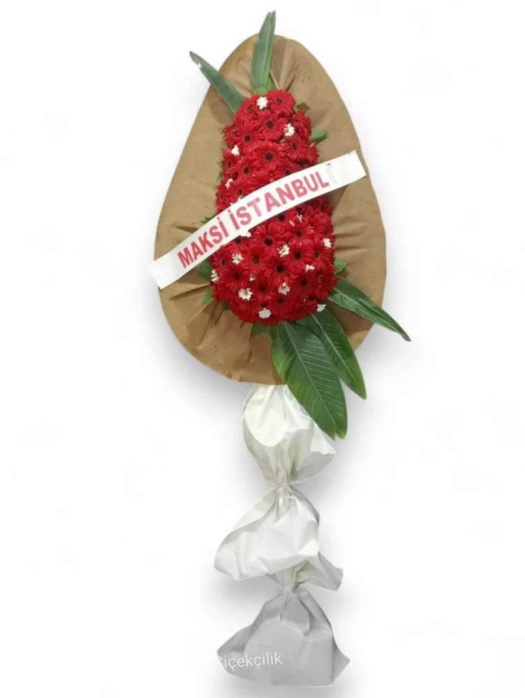 Kırmızı Gerbera Ile Gösterişli Açılış Ve Düğün Çelengi