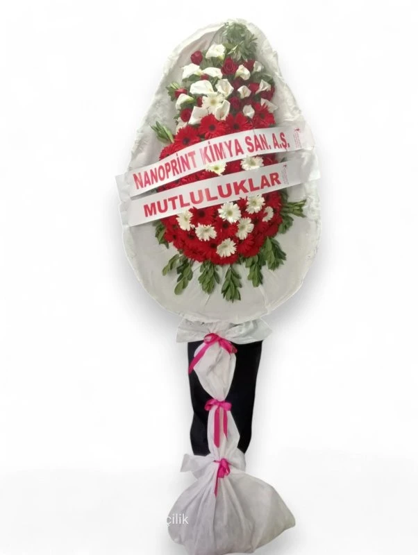 Kırmızı Ve Beyaz Gerberalı Açılış Düğün Çelengi