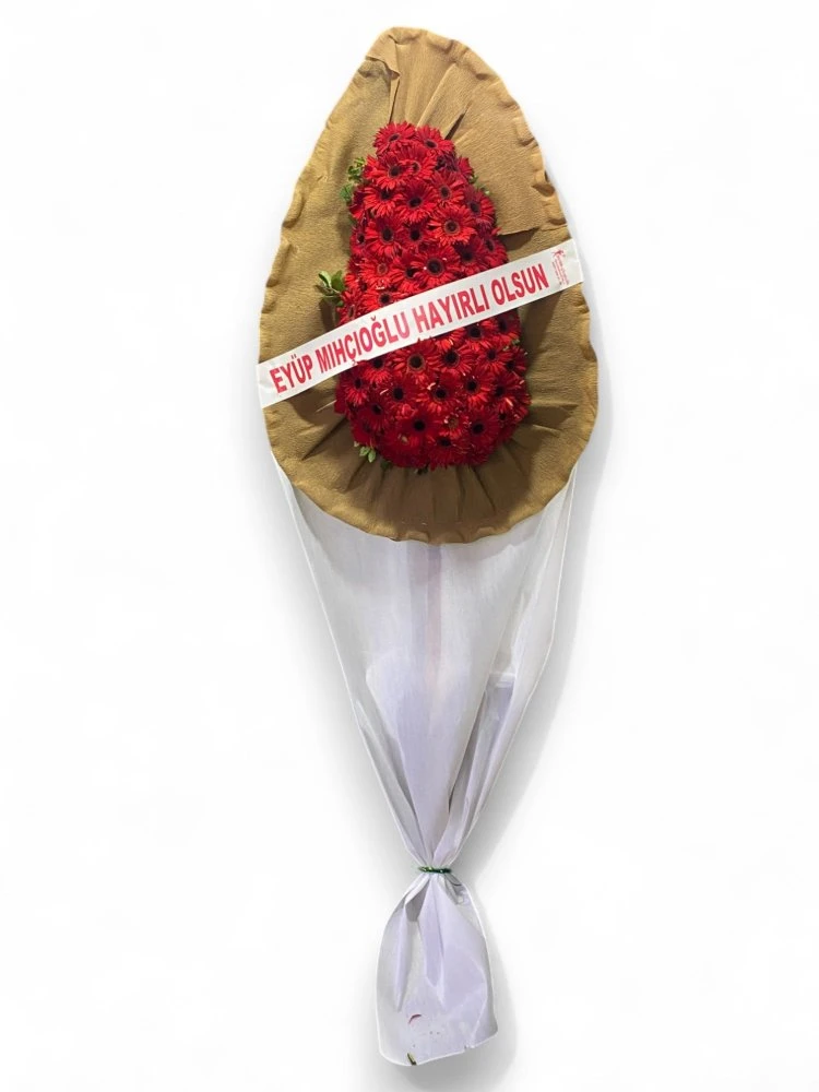 Kraft Fonlu Kırmızı Gerberalı Açılış ve Düğün Çelengi