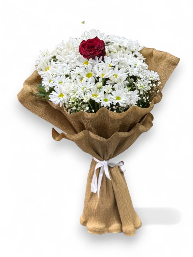 Tek Aşkın Simgesi Gül Ve Papatya Buketi