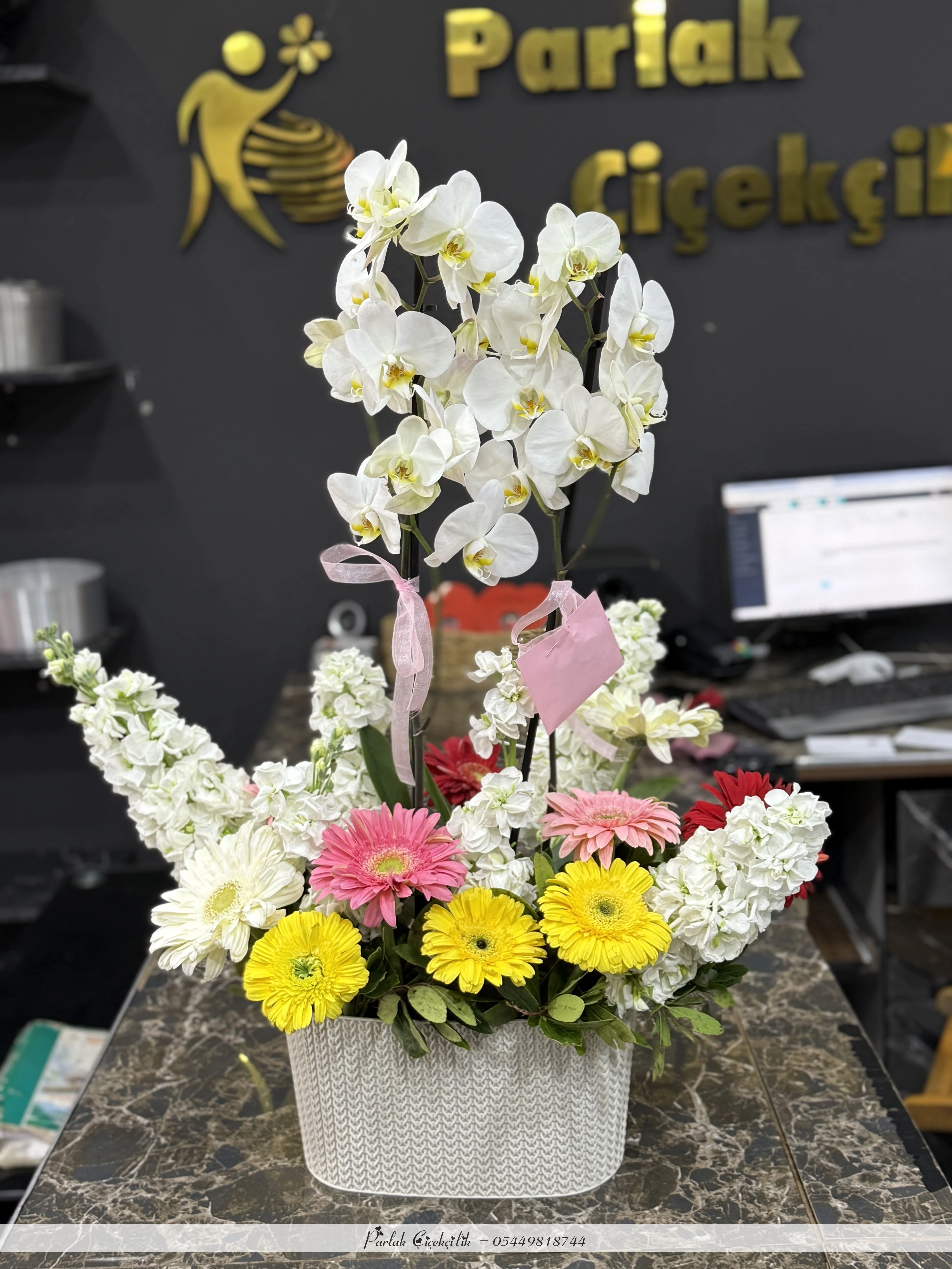 Zarif Orkide Ve Gerbera Aranjmanı