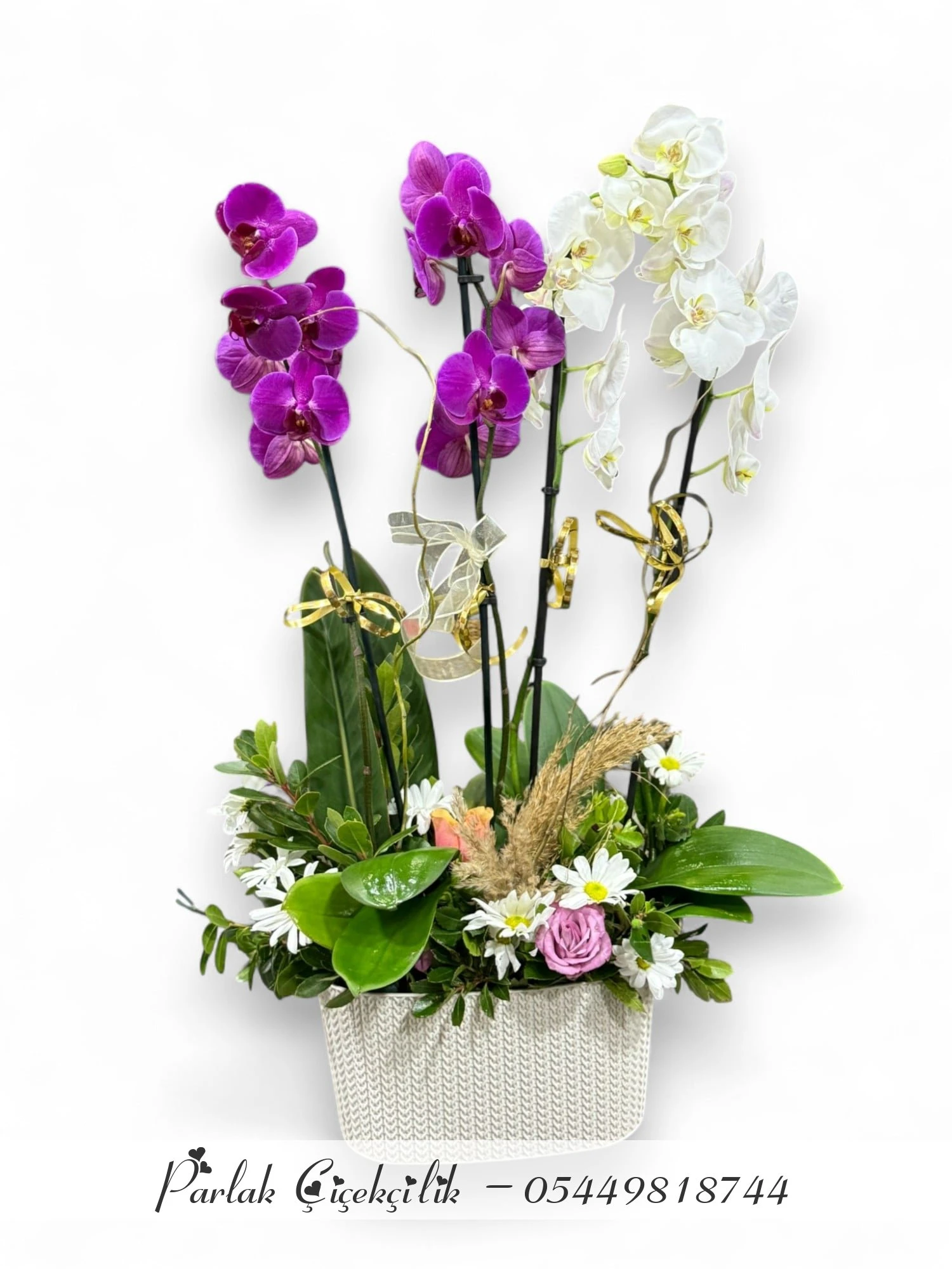 Zarafetin Buluştuğu Dörtlü Orkide Aranjmanı